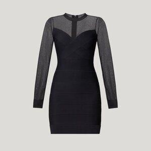 Herve Leger Mesh-Paneled Bandage Mini Dress